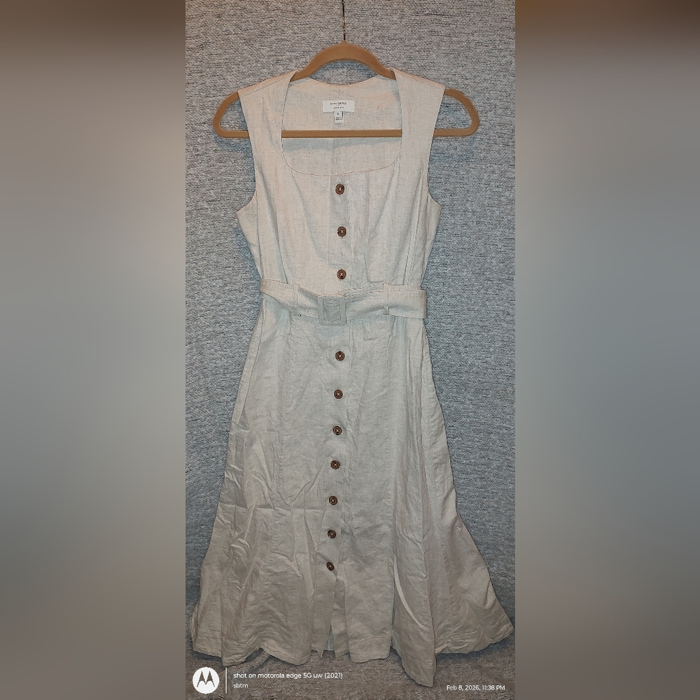 Banana Republic Beige Button-Down Midi Dress 0 Work